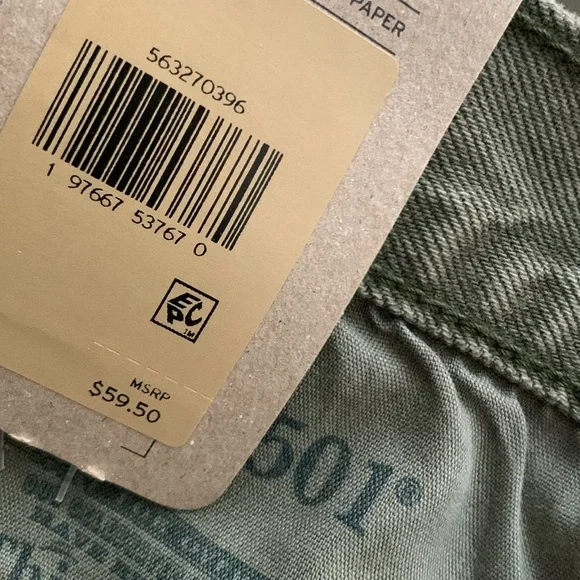 LEVIS 501 High Rise Jean Cut Off Shorts Olive Green NWT - Picture 6 of 11